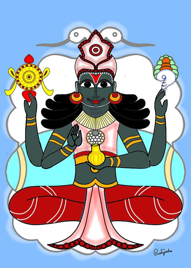an Indian God, Lord Dhanvantri the incarnation of Vishnu